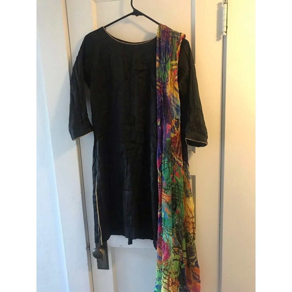 NEW Black Silk Punjabi Suit Traditional Indian Outfit
